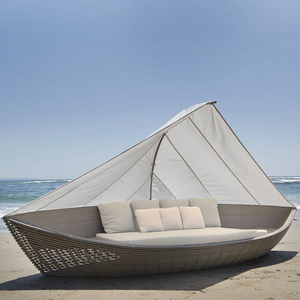 沙滩躺床休闲帆船沙发创意冲浪板设计师藤编度假村酒店户外躺椅