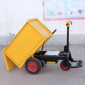 电动平板车小型灰斗车翻斗多功能建筑加气块砖搬运手推工地拉砖车