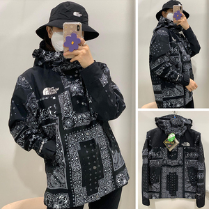 thenorthface北面代购22男女黑白色腰果花冲锋衣外套nj2gm50