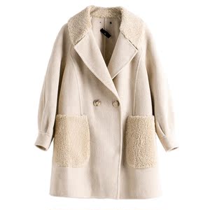 西湖阁老【影】冬装 羊剪绒外翻领羊毛双面呢大衣yx325剪标