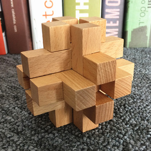 井字锁 鲁班锁孔明锁单个 榉木高难度成人儿童益智玩具 十二根