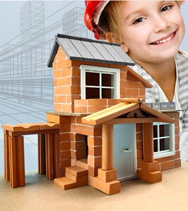 陶瓷积木益智玩具儿童小学生手工diy砖块水泥盖房子仿真建筑模型