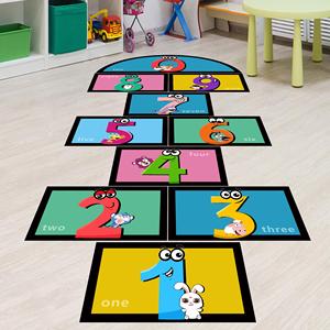 幼儿园墙面装饰儿童跳房子地贴跳格子数字游戏卡通儿童房卡通自沾