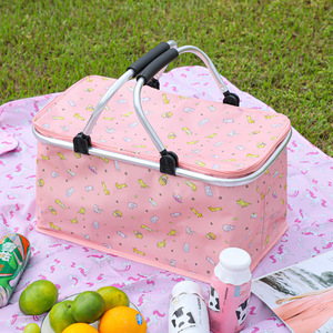 户外野炊篮可折叠郊游大容量春游篮子野餐保温蓝子手提网红篮ins