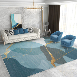 地毯客厅2024新款轻奢满铺茶几毯高级蓝色美式大气网红ins可擦洗