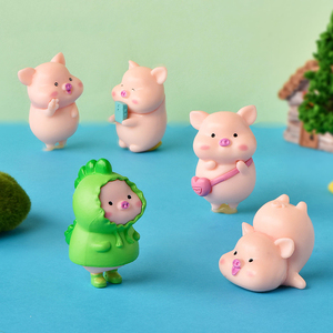 PVC蛋糕装饰可爱猪猪摆件微景观盆景挎包西瓜皮小动物摆件工艺品