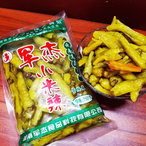 湖南军杰小米辣泡椒750g泡菜酸辣泡椒水老坛野山椒小包装袋装辣椒