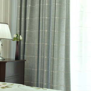 [上门安装]定制棉麻格子布料成品客厅卧室简约现乡村美式飘窗帘