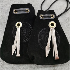 黑色牛皮旱烟袋旱烟包烟包烟袋烟荷包老式烟口袋烟具烟刀高档