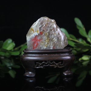 巴林石鸡血石奇石文字石打磨石小摆件办公室书房客厅玄关前台原石