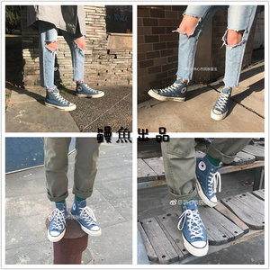 正品converse/海军蓝灰色 匡威高155745c帆布鞋1970s三星标男女 2