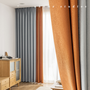 新中式灰色拼接窗帘