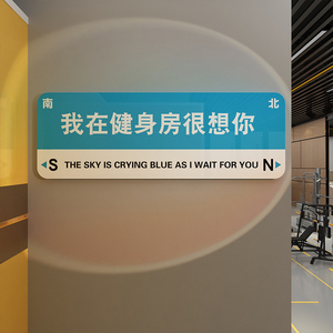 路牌健身房墙面装饰修用品文化标语工作室背景贴纸画网红布置摆件