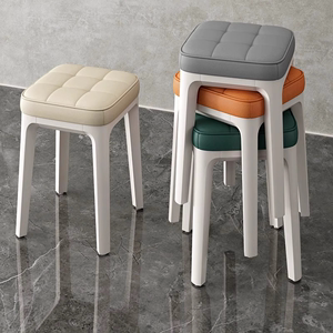 塑料凳子加厚可叠放家用现代简约书桌高板凳餐椅舒服久坐餐桌椅子