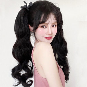 jk双马尾假发女长发轻薄绑带式长卷发玉米烫可爱萝莉假马尾假发片