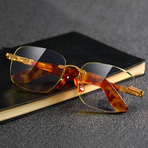 天然黄水晶太阳镜男款石头墨镜高清竹叶青眼镜中老年帝王绿平光镜