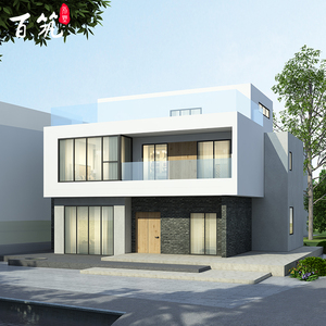 现代风别墅自建房设计图纸二层楼新农村小洋楼豪华平顶楼房两层77