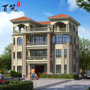 bz406新农村欧式四层别墅设计图纸乡村三层半自建房屋豪华全套图4