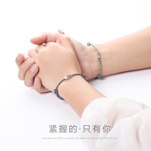 情侣手链一对纯银情侣款手绳礼物纪念设计女男学生手饰爱情信物