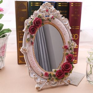 韩国创意家居饰品台式镜化妆镜梳妆镜欧式可爱公主宫廷复古镜子