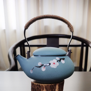日式仿古茶壶茶水壶单个紫砂提梁壶复古泡茶器家用铜把单壶大容量
