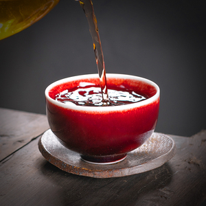 中式小号郎红釉陶瓷品茗杯主人杯纯手工个人功夫茶具茶杯单杯盖碗