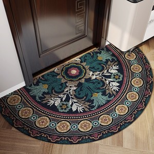新中式入户门地垫可剪裁pvc丝圈蹭土门外地毯室内复古半圆进门垫