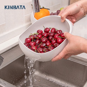 日本淘米篮家用淘米筛洗米盆厨房多功能沥水篮洗蔬菜洗水果塑料盆