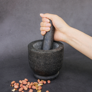 捣蒜器石臼石锤厨房家用天然石老式手工研磨器捣碎器蒜臼捣药器