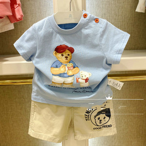 香港潮牌男童婴童装小熊维尼夏短袖体恤汗衫纯棉薄T恤T0RA202402A