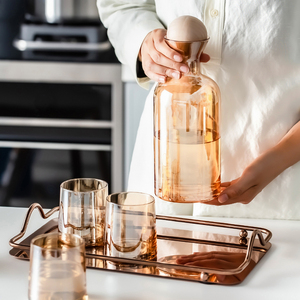 冷水壶套装水杯果汁壶扎壶北欧凉水瓶创意玻璃杯家用简约水具组合