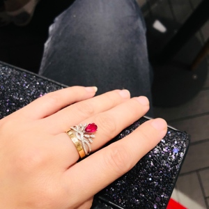 特价红宝石戒指 18K金满钻红宝石戒指 水滴形尚美同款 现货带证书