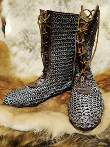 履癸桀淘宝-现货-锁甲中世纪骑士护脖铠甲 不锈钢铆接围脖锁子甲领