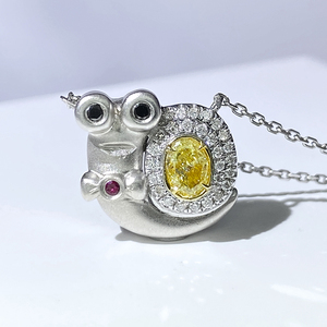 19克拉天然黄钻吊坠真金真钻超级可爱黄钻蜗牛项链