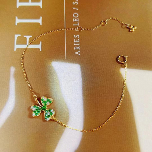 2克拉巴基斯坦斯瓦特祖母绿三叶草手链钻石彩宝手环