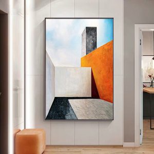 琪香阁几何空间抽象画玄关过道简约时尚色块挂画餐厅酒店手绘油画