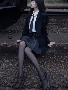 现货黑丝学姐jk制服裙正版西装套装日系学院风秋冬百搭半身裙女