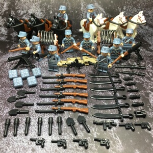 兼容乐高士兵八路军骑兵团骑马打仗人仔场景碉堡拼装积木玩具小人