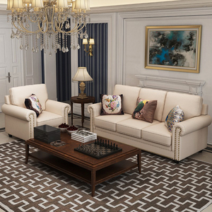 美式布艺沙发123组合客厅田园地中海乡村轻奢单双三人位小户型