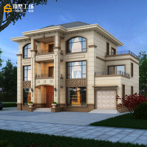 3332豪华农村自建房屋设计图新中式乡村别墅图纸三层带阳台效果图