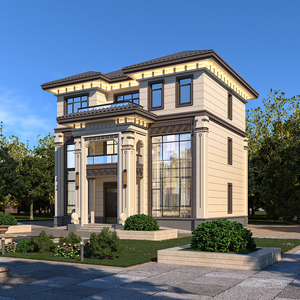 农村三层新中式豪华别墅设计图纸网红大户型豪宅自建房效果图3337