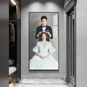 入户玄关装饰画现代简约走廊过道全家福照片婚纱照放大挂墙挂画