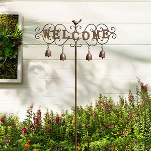 铁艺复古工艺风铃欢迎牌户外地插花园摆件庭院装饰布置阳露台造景