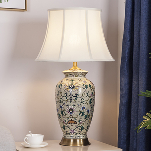 美式台灯复古客厅边几装饰灯具全铜欧式高档奢华新中式陶瓷台灯