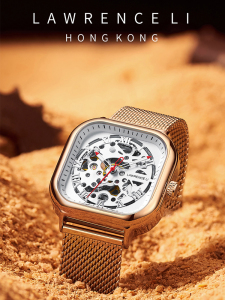 lawrenceli官方正品自动机械手表男士全自动机械表方形潮2020新款
