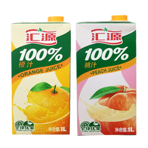 汇源果汁 橙汁苹果汁桃汁葡萄汁1l*4盒饮料整箱大瓶装畅饮混合1升