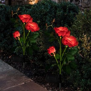 太阳能玫瑰花灯LED花园装饰仿真花灯户外防水庭院公园别墅草坪灯