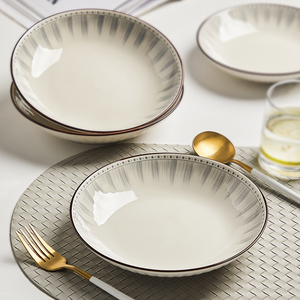 日式7寸盘子菜盘家用碗碟餐具8英寸菜碟子餐盘高级感陶瓷深盘圆盘