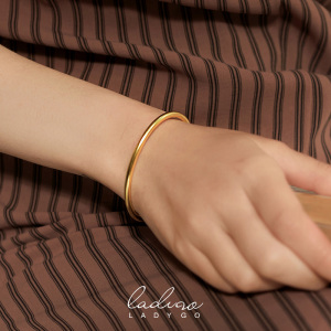 ladygo纯银手链女时尚复古简约高级感开口手镯传承古法民族风饰品