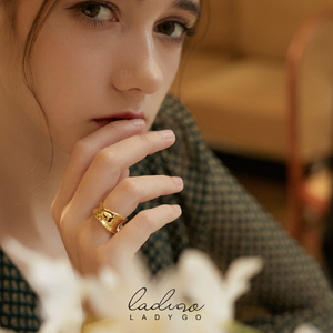 ladygo纯银镜面不规则戒指女小众设计轻奢高级感食指开口戒指叠戴